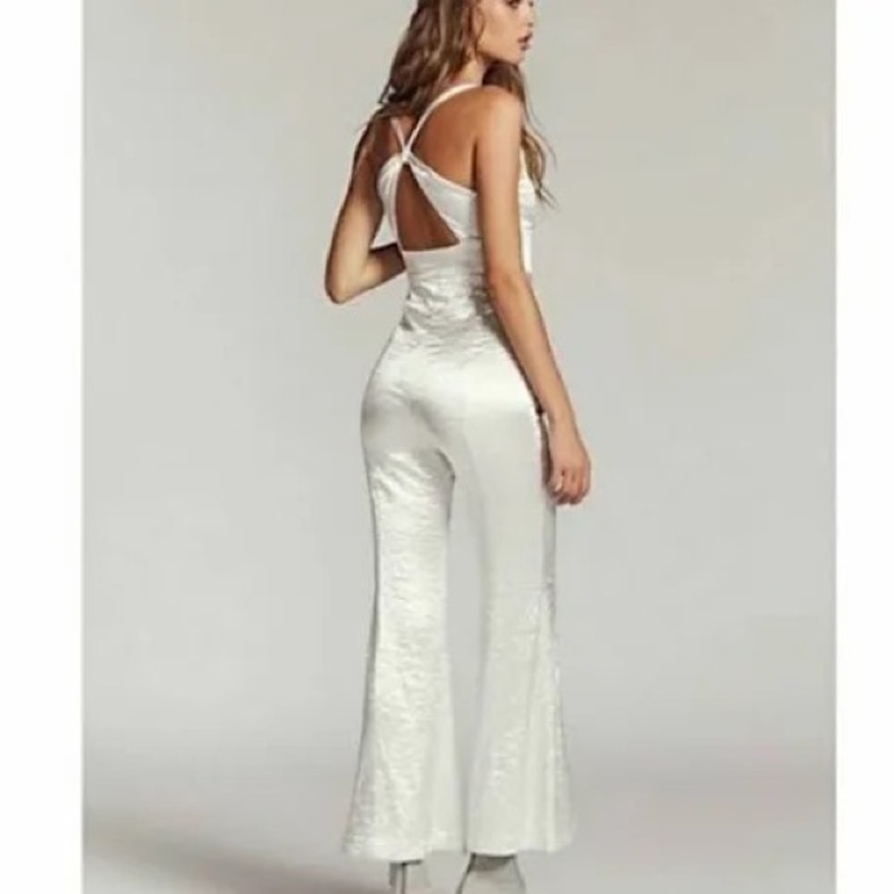 free people silver crush play suit jump suit size 0‎ NWT